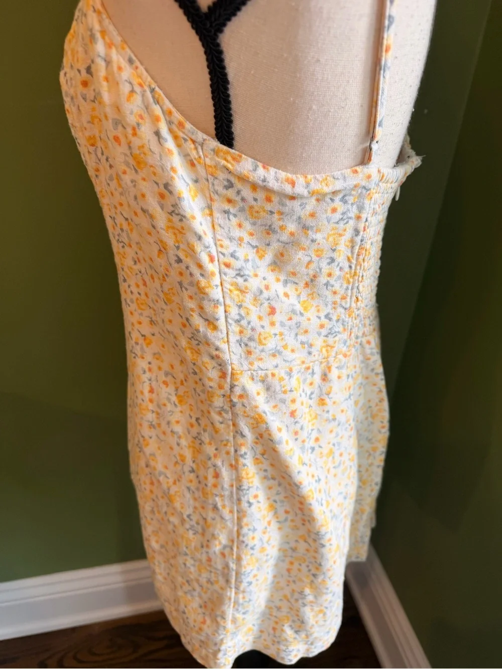 Abercrombie & Fitch Yellow Linen Floral Spaghetti Strap Camisole Dress - Picture 7 of 13